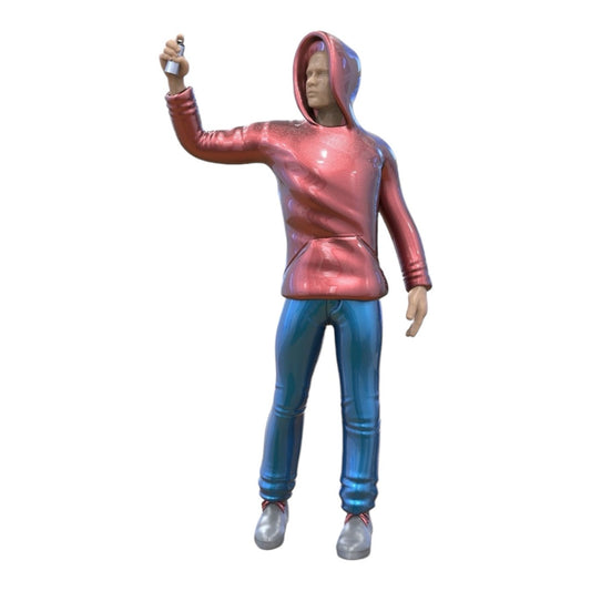 Miniature Figure: Teenage Sprayer - Young Man with Hoodie and Graffiti Spray Can (No. 286)
