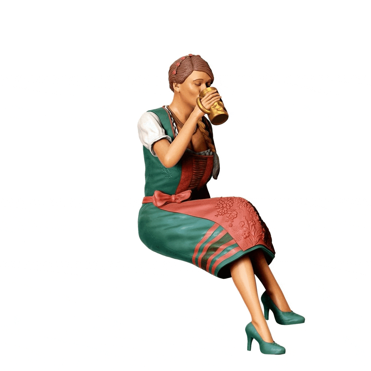 Miniature Figure Oktoberfest: Wiesen Guests: Seated Woman with Traditional Dirndl Outfit and Beer Stein (No. 291)