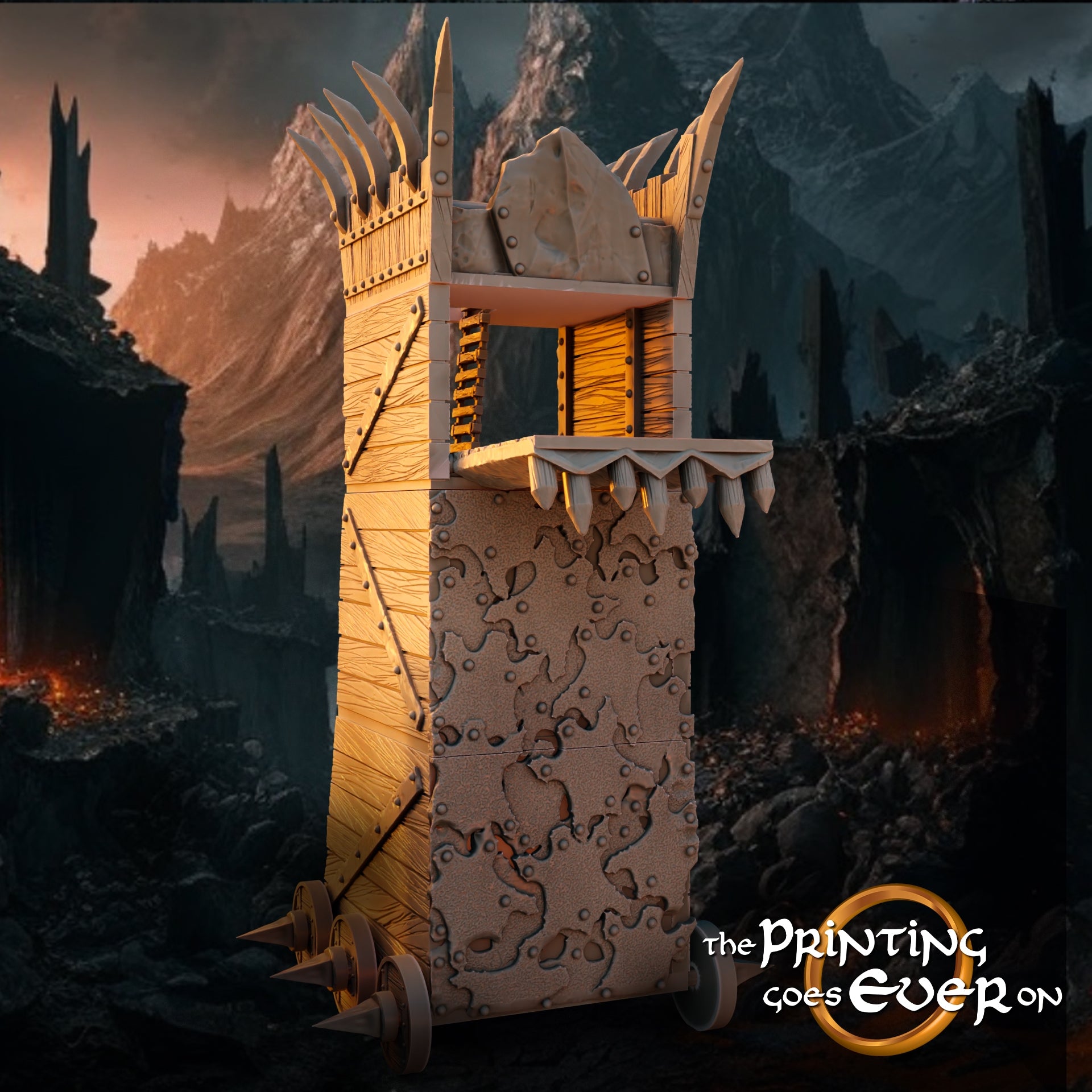 Product photo Tabletop 28mm The Printing Goes Ever On (TPGEO) 0: Siege Tower - Siege of a Medieval Fortress - Evil Siege Weapons