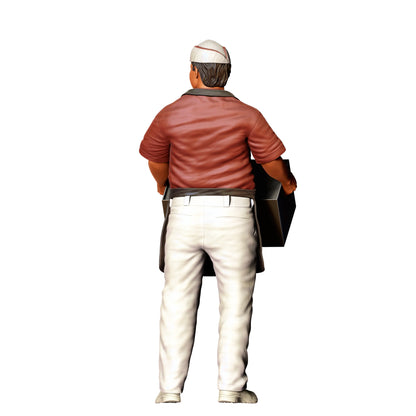 Diorama Model Building Product Photo 0: Snack Vendor with Hotdog Cart – Figure in Apron and Cap (Ref. No. 410)