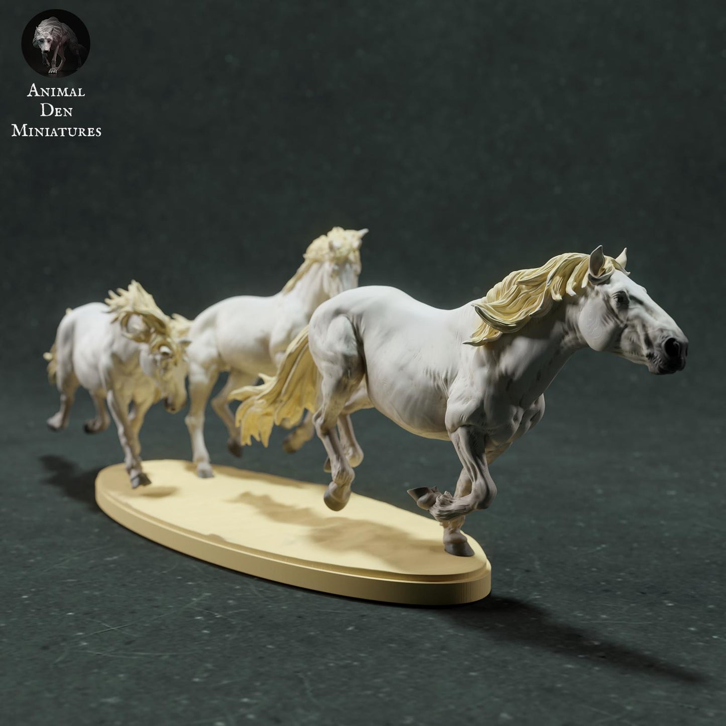 Product photo Animal Figure Diorama, Model Building: 0: Wildlife Figure: running Camargue Horses (Ref 01_01_73)
