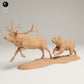 Produktfoto Tier Figur Diorama, Modellbau: 0: Wildtier Figur: Grizzly jagt Rocky Mountain Wapiti (Ref 25_06_13)