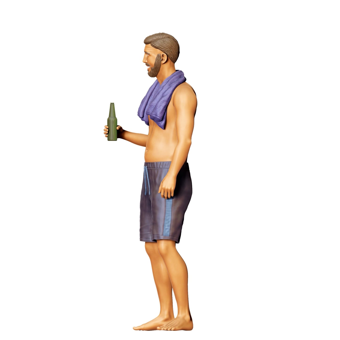 Diorama Modellbau Produktfoto 0: Pool Party Gäste - Mann mit Handtuch und Bierflasche (Ref. Nr. 321)