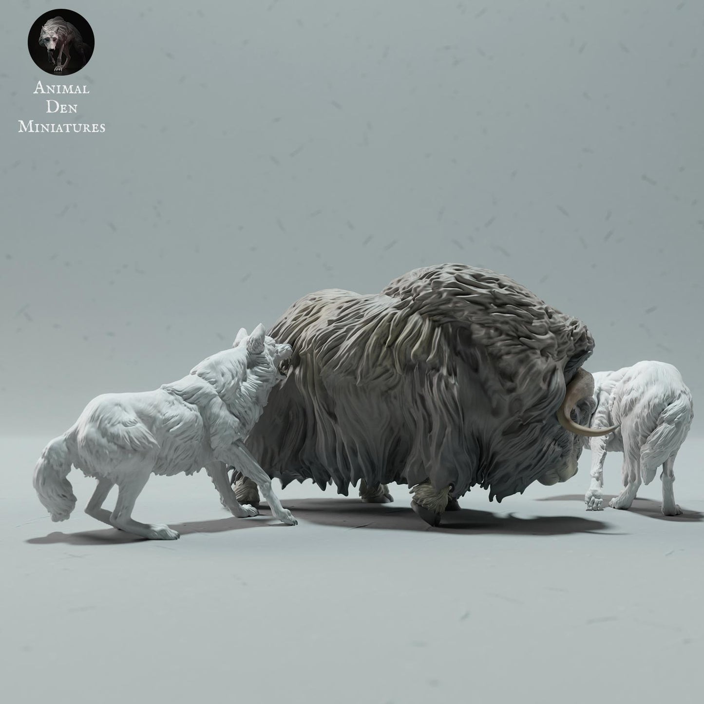 Product photo Animal Figure Diorama, Model Building: 0: Wildlife Figures: Arctic Wolves Hunting Musk Ox (Ref 01_01_62)