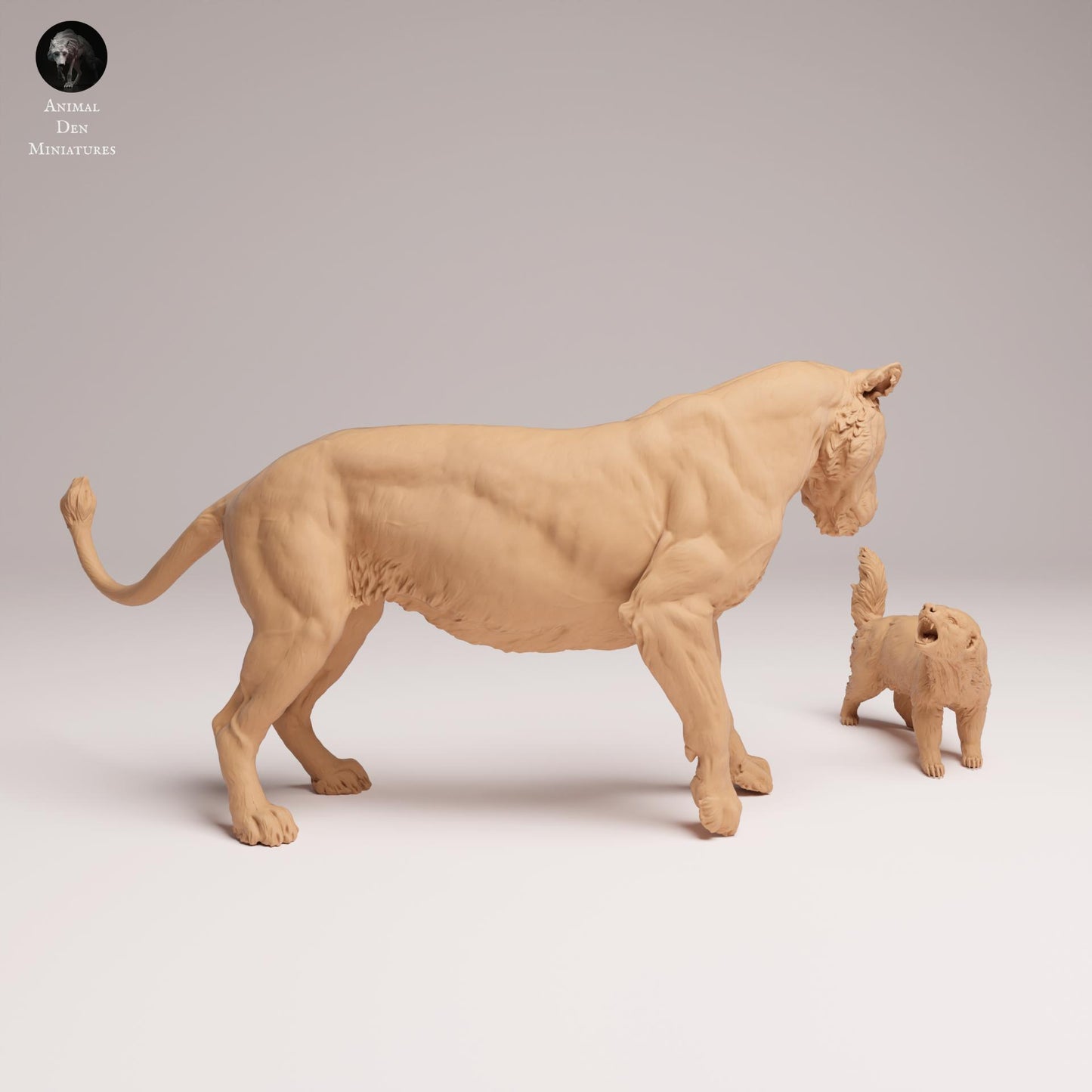 Product photo Animal Figure Diorama, Model Building: 0: Wild Animal Figures: Lioness in Battle with Honey Badger (Ref 25_08_01)