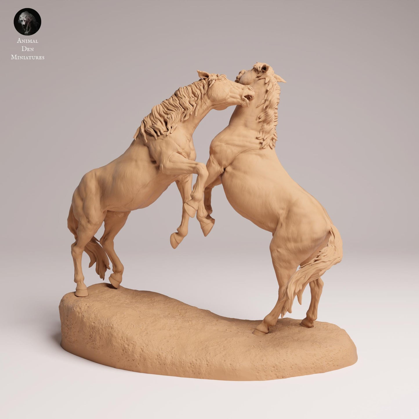 Product photo Animal Figure Diorama, Model Building: 0: Wild Animal Figures: Fighting Mustangs – Horses (Ref 25_09_03)