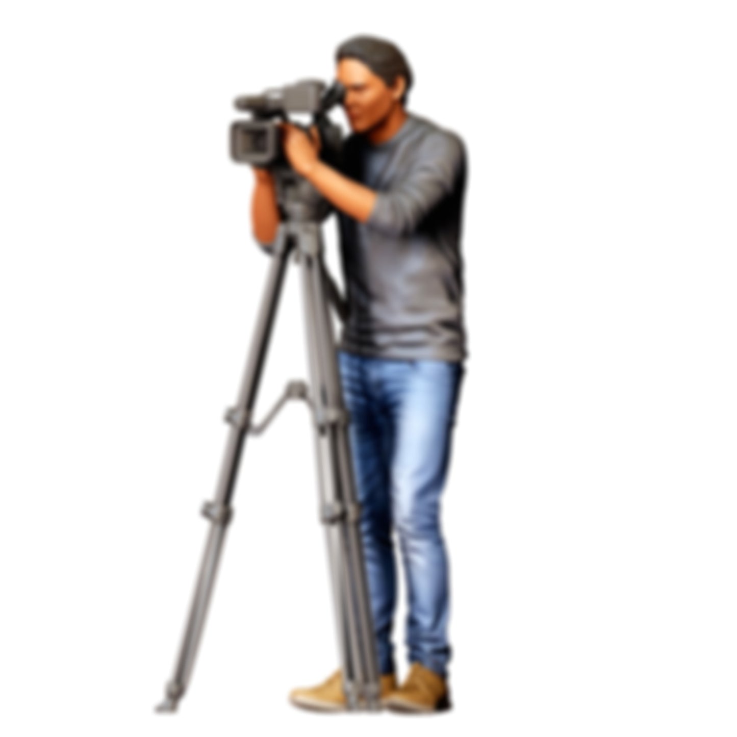 3DP Miniatures 4: Stehende Figur: Kameramann mit Videokamera auf Dreibein-Stativ (Ref. Nr. 513)