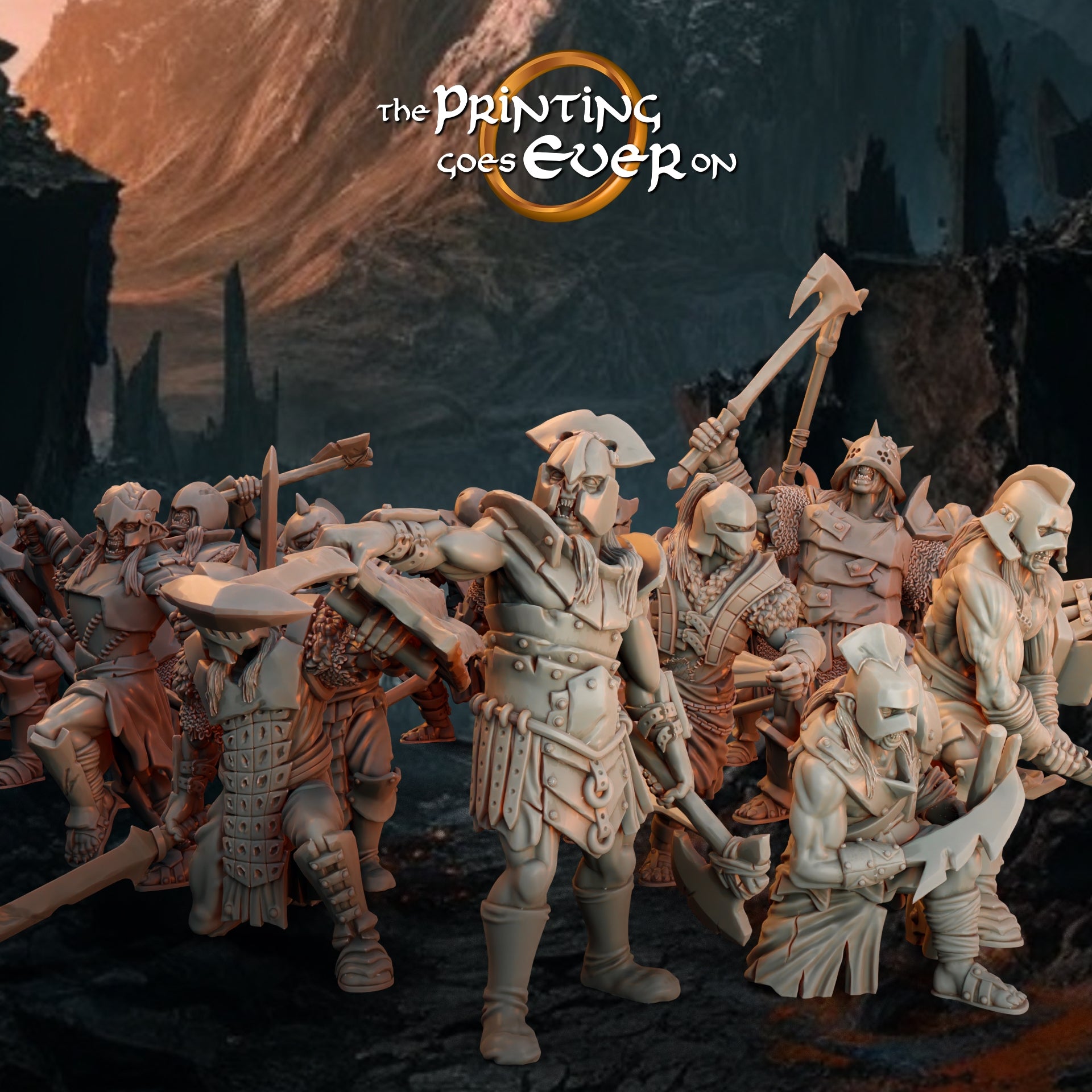 Product photo Tabletop 28mm The Printing Goes Ever On (TPGEO) 0: Orcs Large Assault Squad: Elite Warriors and Berserkers - Attackers of the White City