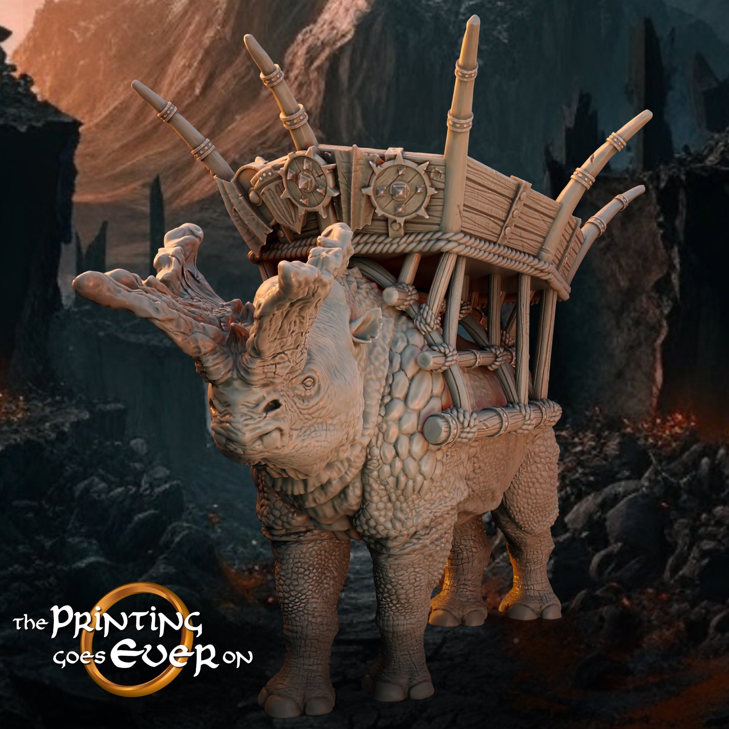 Product photo Tabletop 28mm The Printing Goes Ever On (TPGEO) 0: War Beast with Howdah B: Siege Beast - Attacker of the White City