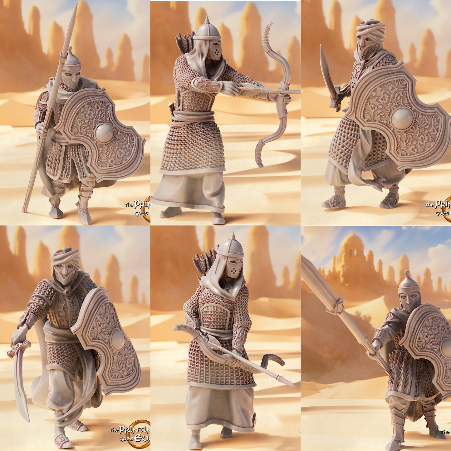 Product photo Tabletop 28mm The Printing Goes Ever On (TPGEO) 0: Eastern Warriors 2: Desert People with Bow, Spear, and Sword - Oriental Desert Nomads