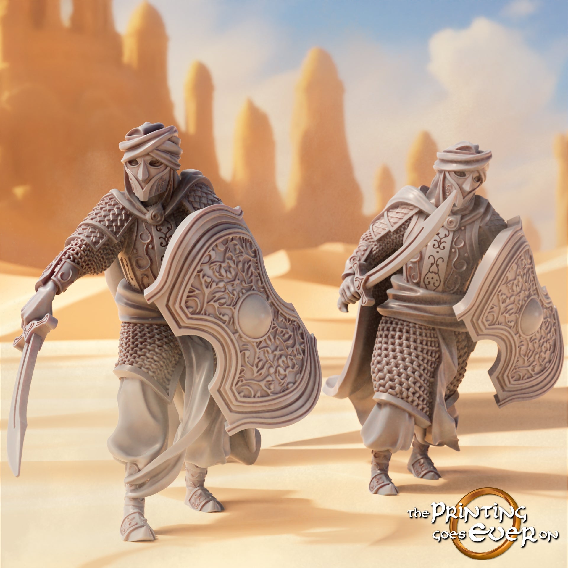 Product photo Tabletop 28mm The Printing Goes Ever On (TPGEO) 0: Eastern Warriors 2: Desert People with Bow, Spear, and Sword - Oriental Desert Nomads