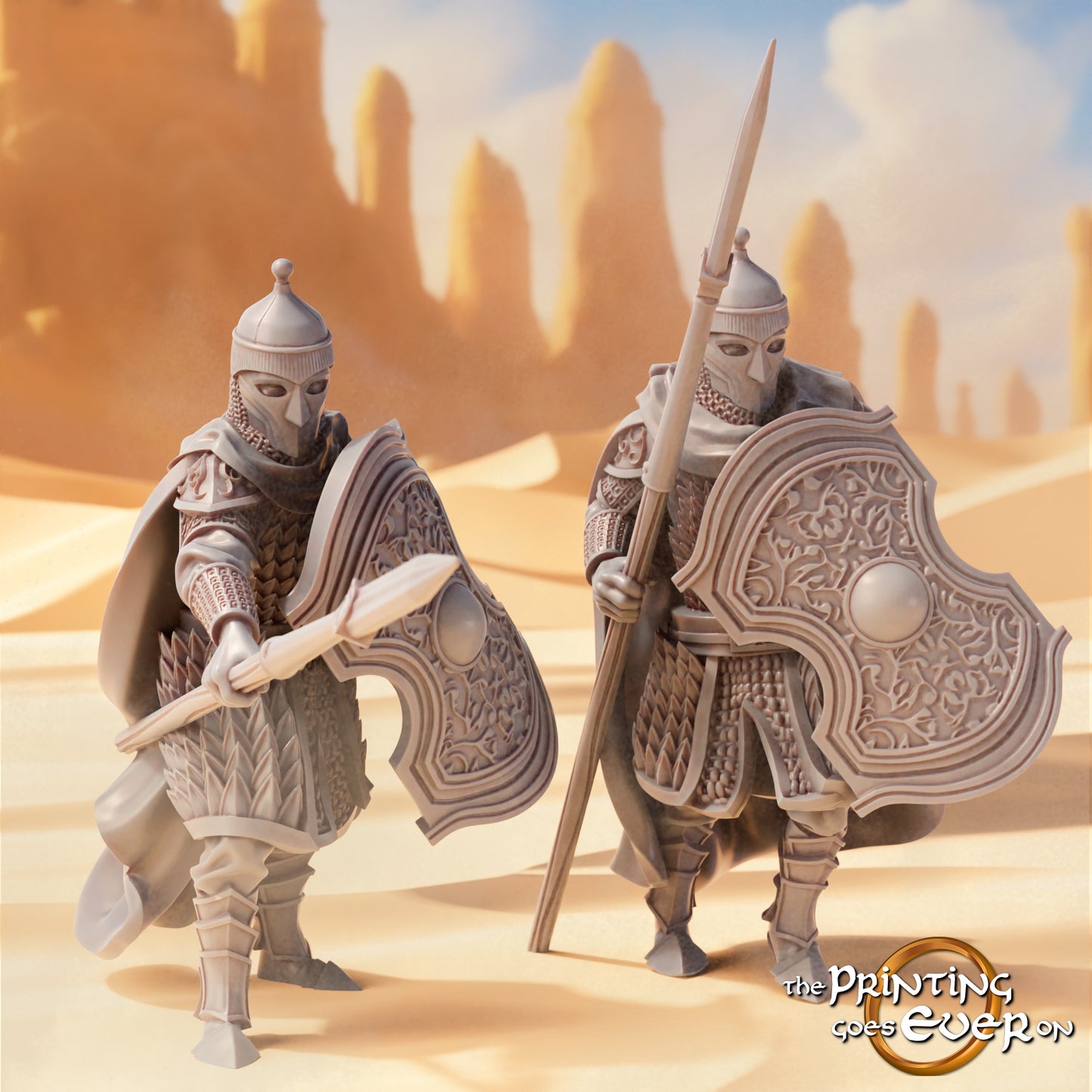 Product photo Tabletop 28mm The Printing Goes Ever On (TPGEO) 0: Eastern Warriors 2: Desert People with Bow, Spear, and Sword - Oriental Desert Nomads