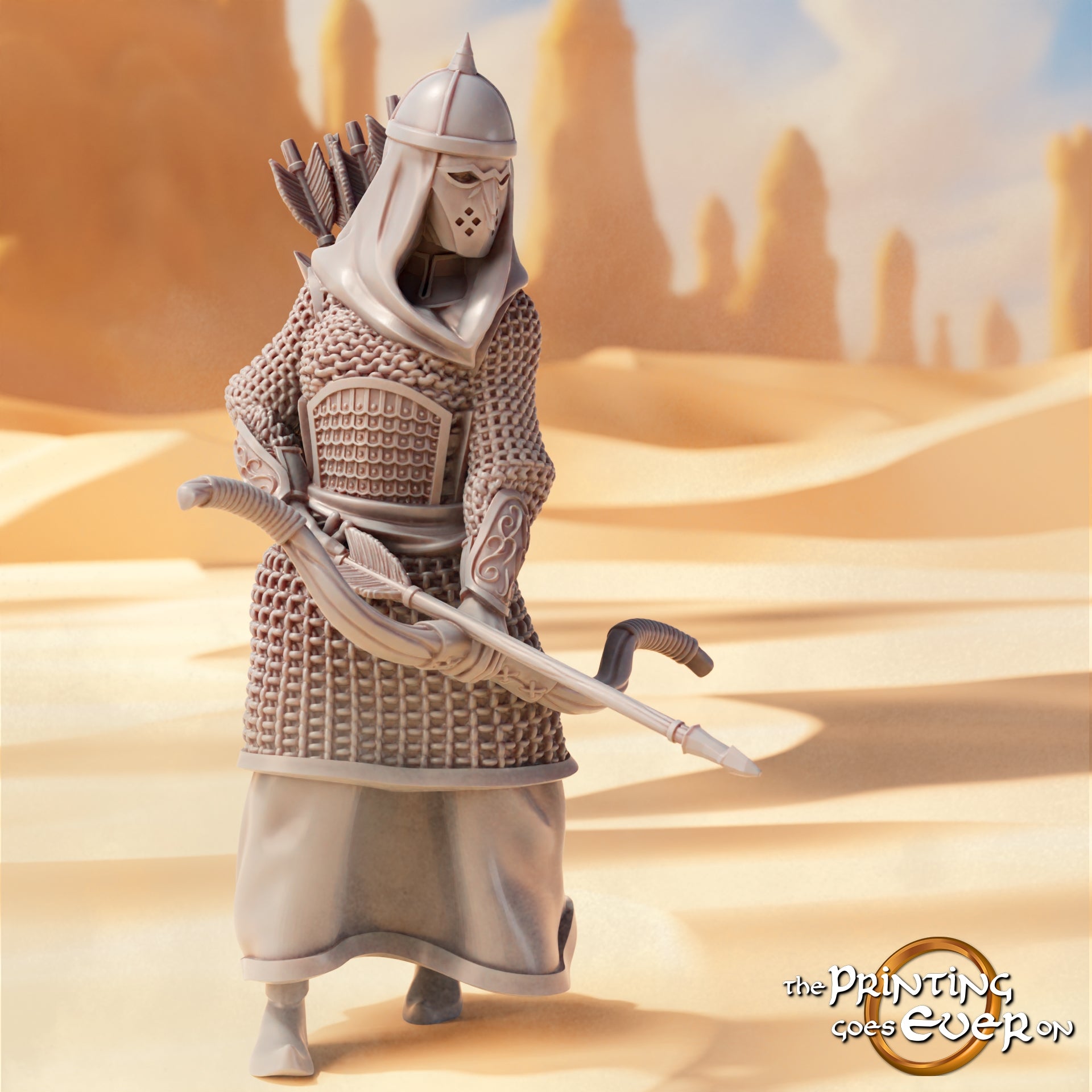 Product photo Tabletop 28mm The Printing Goes Ever On (TPGEO) 0: Eastern Warriors 2: Desert People with Bow, Spear, and Sword - Oriental Desert Nomads