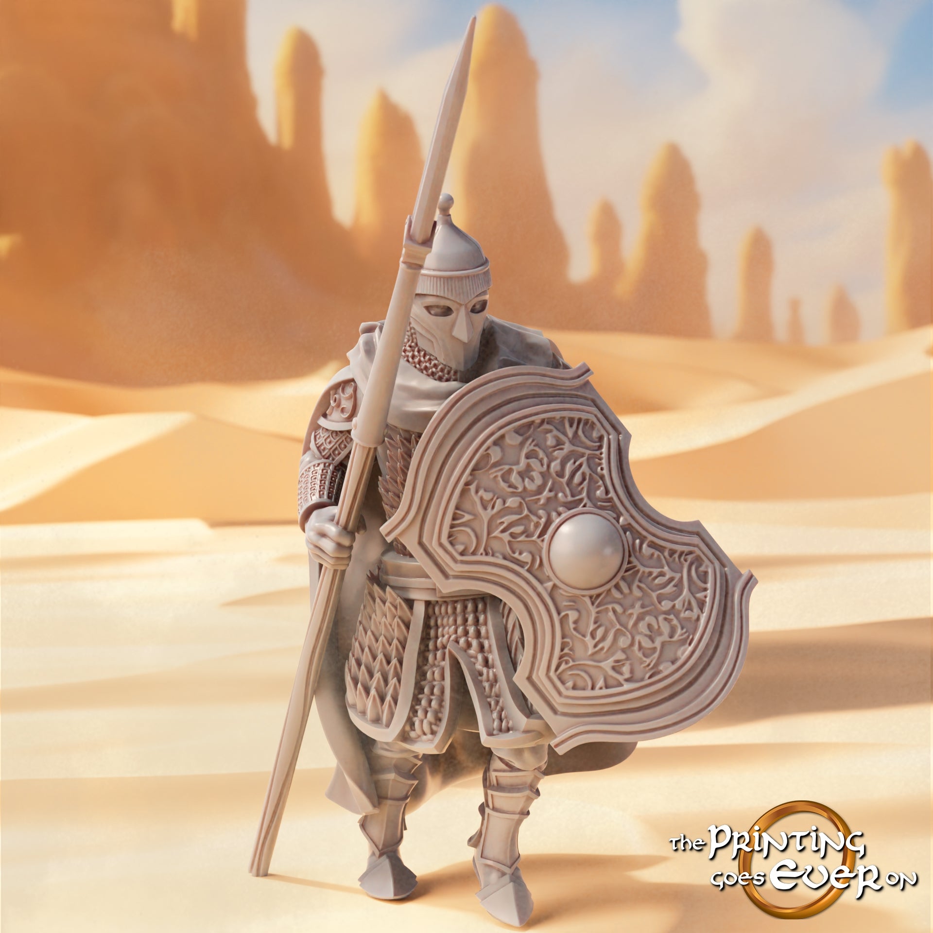 Product photo Tabletop 28mm The Printing Goes Ever On (TPGEO) 0: Eastern Warriors 2: Desert People with Bow, Spear, and Sword - Oriental Desert Nomads