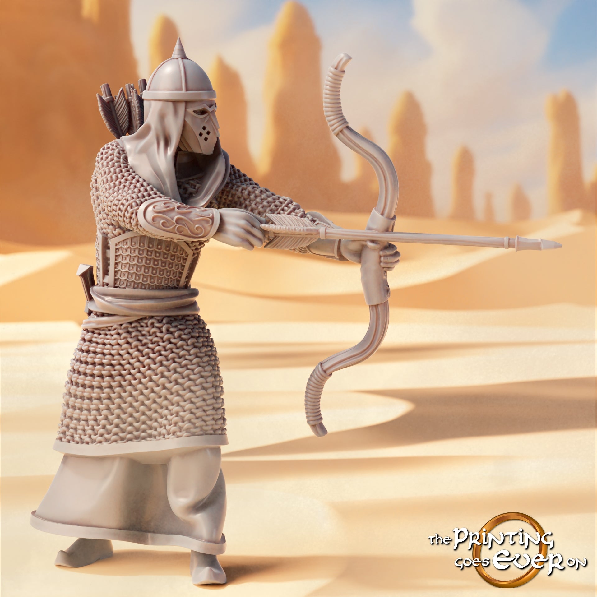 Product photo Tabletop 28mm The Printing Goes Ever On (TPGEO) 0: Eastern Warriors 2: Desert People with Bow, Spear, and Sword - Oriental Desert Nomads