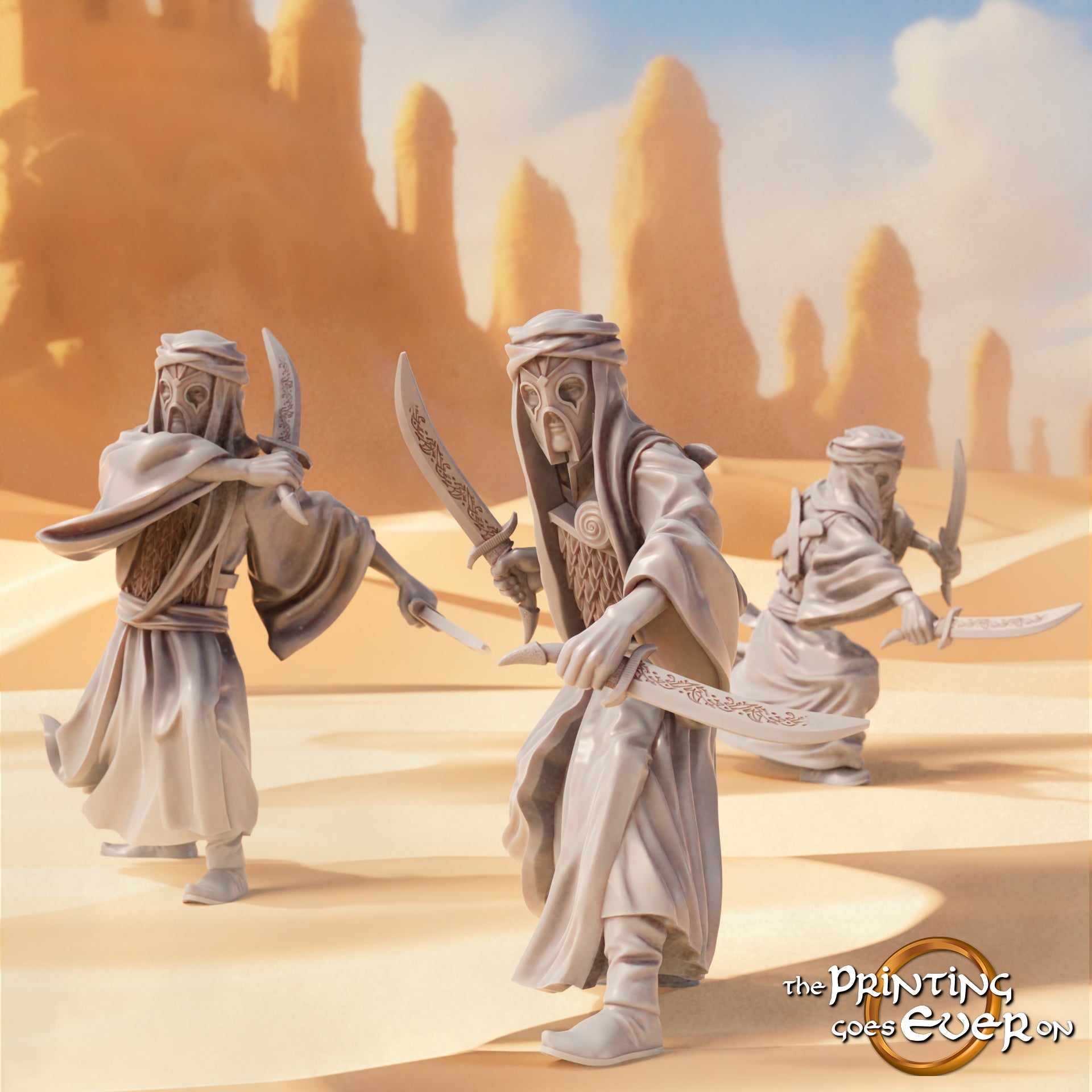 Product photo Tabletop 28mm The Printing Goes Ever On (TPGEO) 0: Assassins of the East: Stealthy Shadows with Poisoned Weapons - Oriental Elite Warriors