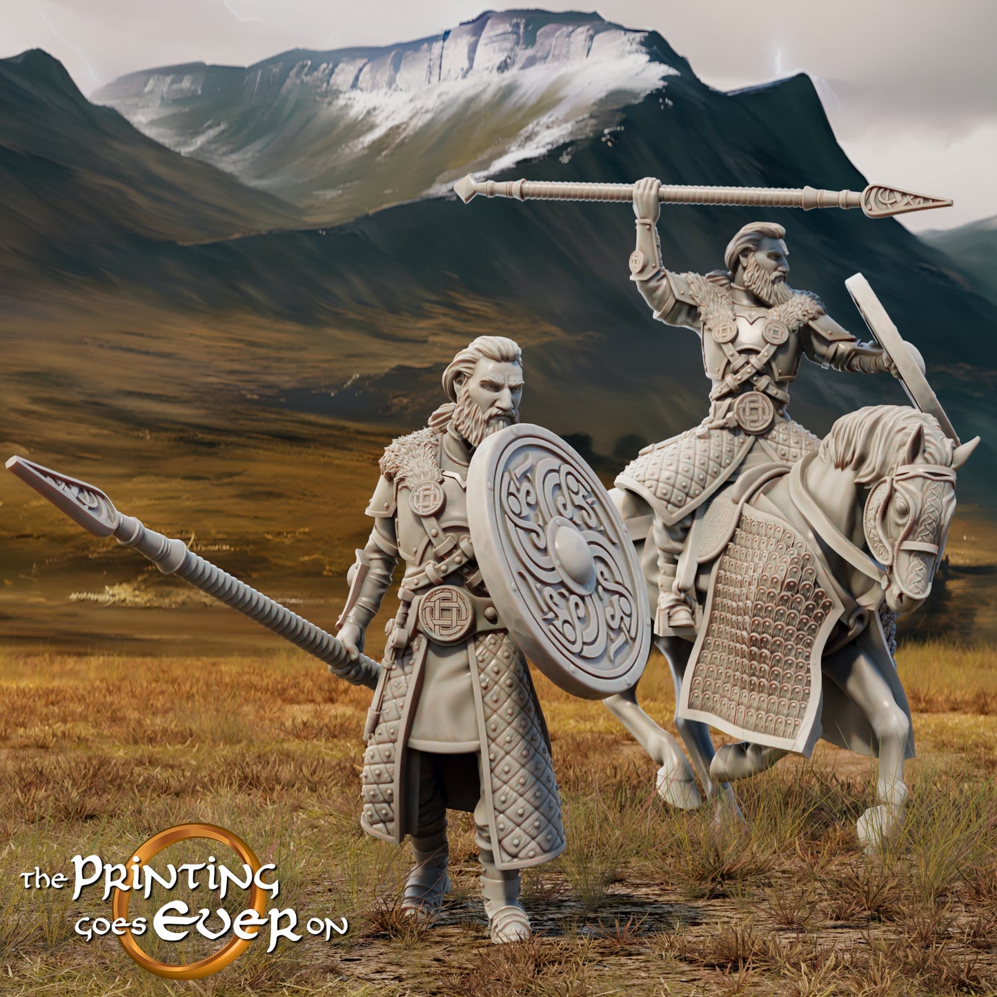 Product photo Tabletop 28mm The Printing Goes Ever On (TPGEO) 0: Commander Ebremer Mounted and Foot: Loyal General of the King