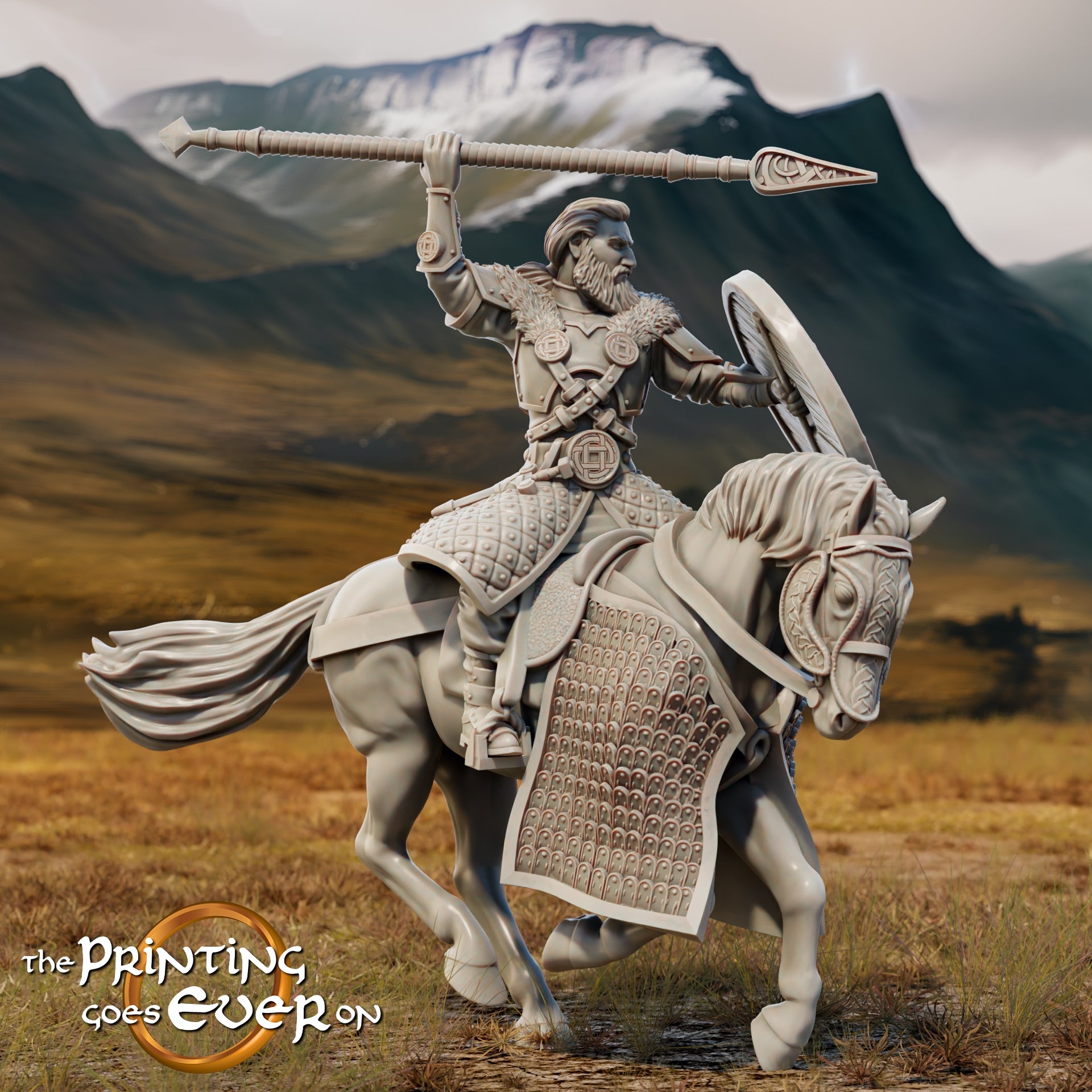 Product photo Tabletop 28mm The Printing Goes Ever On (TPGEO) 0: Commander Ebremer Mounted and Foot: Loyal General of the King