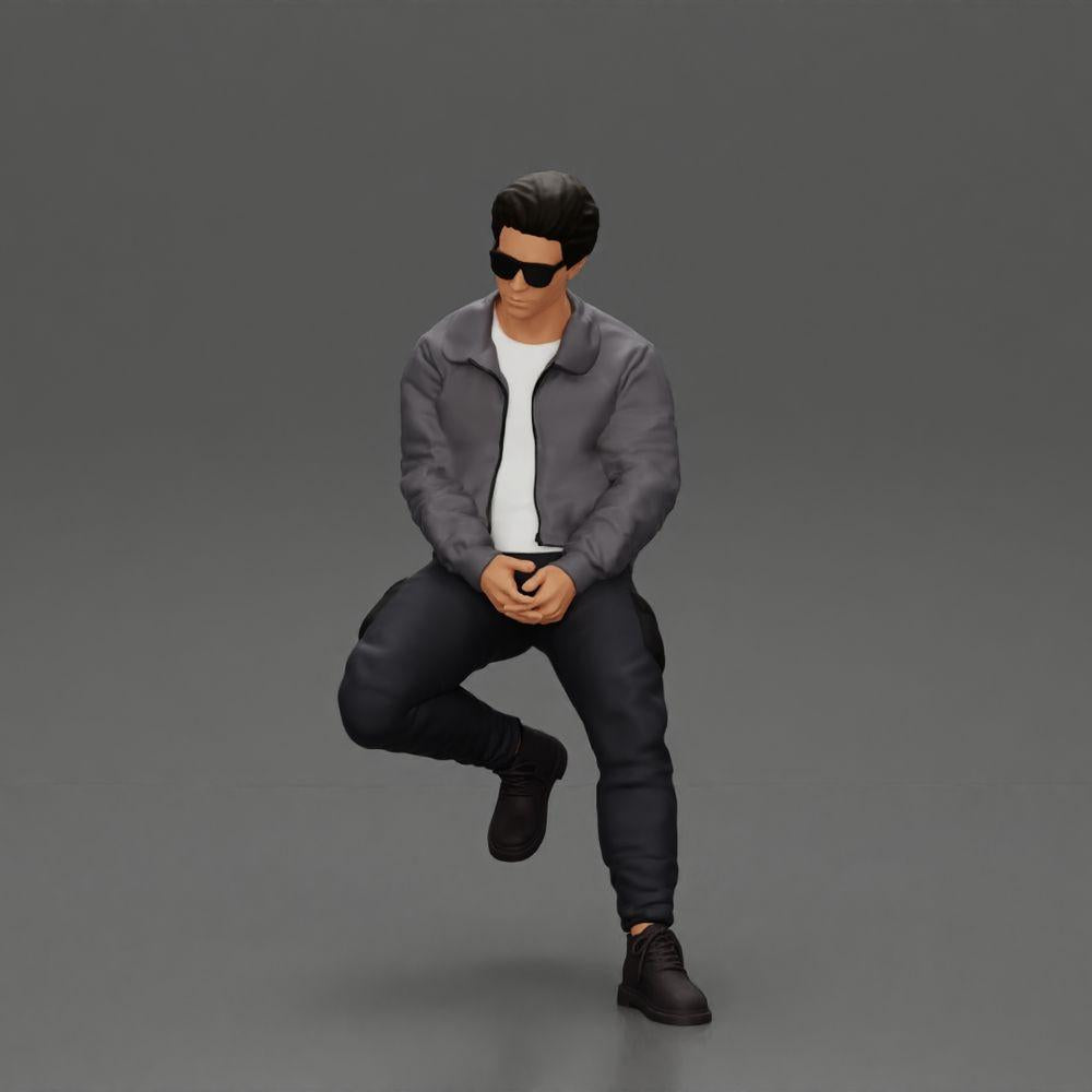 Diorama model building product photo 0: Diorama figure: Sitting man in car, jacket & sunglasses (Ref No. A107)