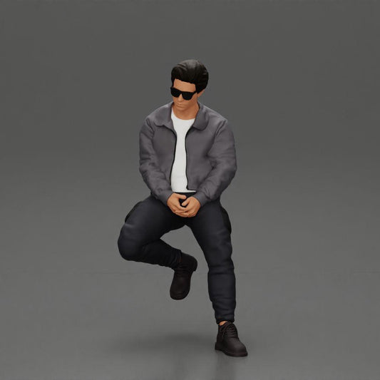 Diorama model building product photo 0: Diorama figure: Sitting man in car, jacket & sunglasses (Ref No. A107)