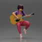 Diorama model building product photo 0: Miniature: Woman with short hair playing acoustic guitar necklace, strappy sandals (Ref No. A128)