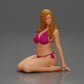 Diorama model building product photo 0: Kneeling miniature figure woman in bikini, sitting on flat base - beach diorama (Ref No. A83)