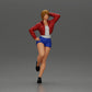 Diorama model building product photo 0: Female miniature with short hair, jacket & shorts, leaning against a car (Ref No. A67)