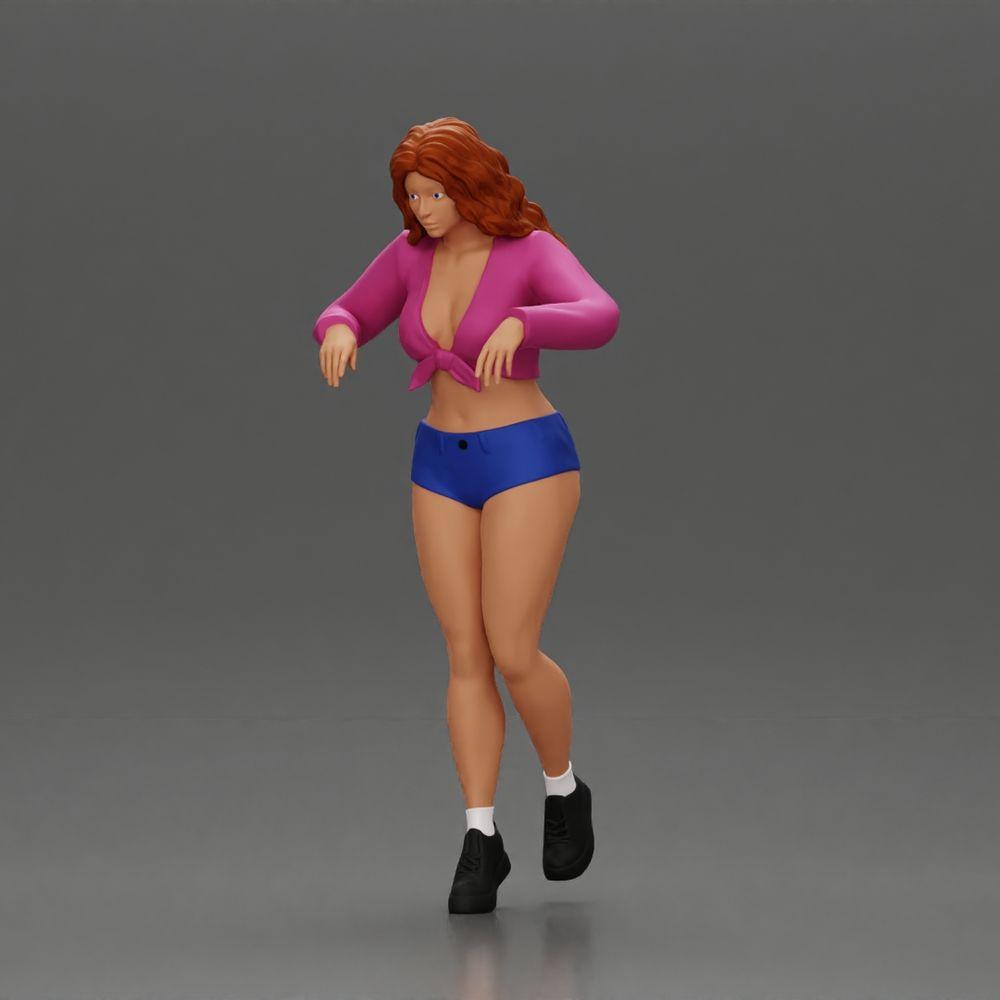 Diorama model building product photo 0: Female diorama figure in mini skirt and shorts, standing at the edge of the stairs (Ref No. A73)