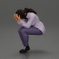 Diorama model building product photo 0: miniature figure: sad girl with puff sleeves, sitting, face in hands (Ref No. A88)