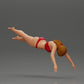 Diorama model building product photo 0: Diorama miniature: Woman in red bikini, elegant diving/jumping pose (Ref No. A137)