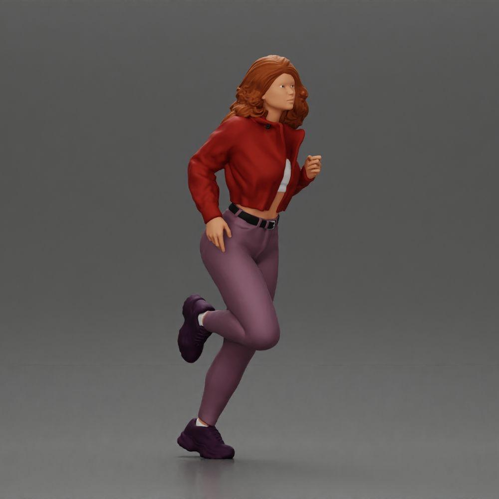 Diorama model building product photo 0: Diorama miniature figure: Running girl with long hair in jacket (Ref No. A96)