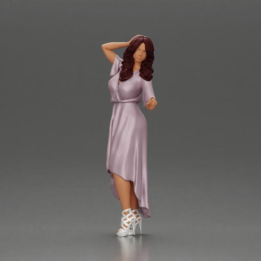 Diorama model building product photo 0: miniature figure: woman in long wedding dress with high heels, elegantly posing (Ref No. A109)