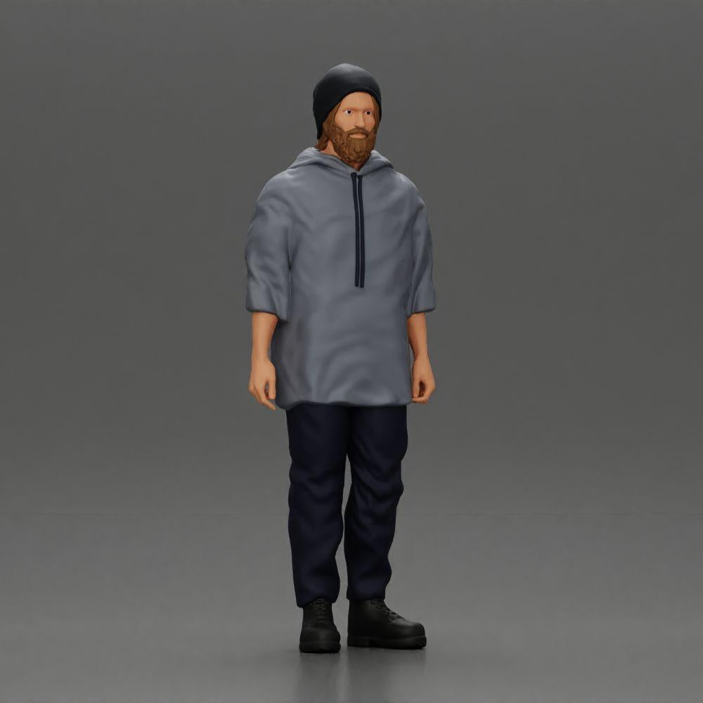 Diorama model building product photo 0: Standing figure: Man with cap & hoodie (Ref No. A100)