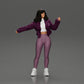 Diorama model building product photo 0: Diorama miniature: Woman in open jacket, crop top, and tight pants (Ref No. A114)