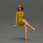 Diorama model building product photo 0: Diorama miniature figure: Sitting woman in a dress, barefoot, short hair in the wind (Ref No. A95)