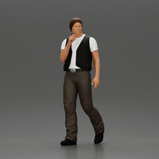 Diorama Modellbau Produktfoto 0: Gehende Miniaturfigur, Mann mit Kopftuch und Weste für Diorama - detailliert (Ref Nr. A65)