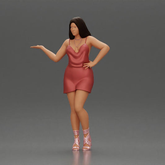 Diorama model building product photo 0: Diorama figure: elegant woman in mini dress, outstretched hand, necklace (Ref No. A118)