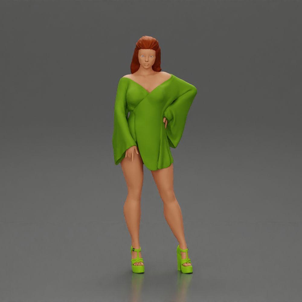 Diorama model building product photo 0: Diorama miniature: Posing woman in kimono dress with platform shoes (Ref No. A86)