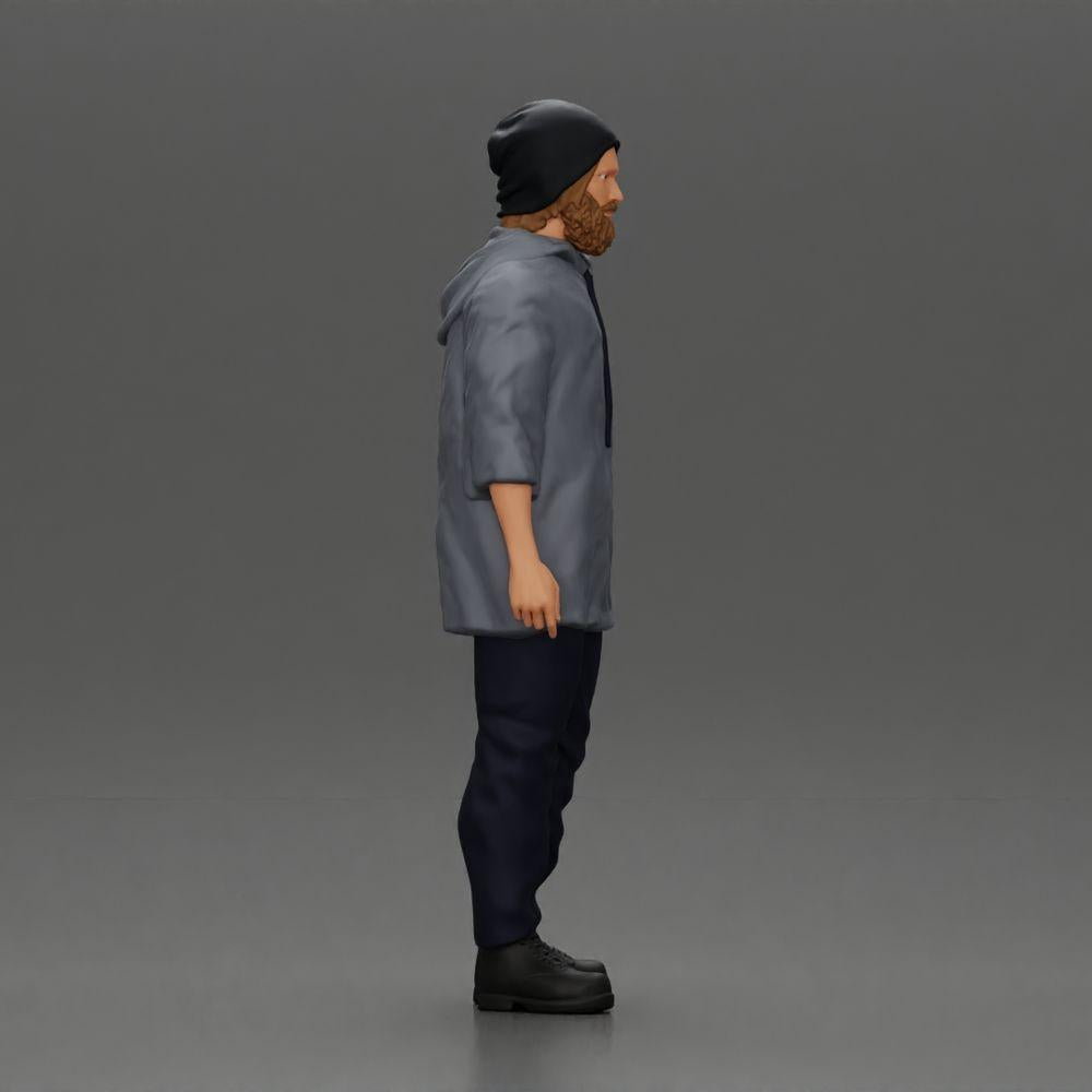 Diorama model building product photo 1: Standing figure: Man with cap & hoodie (Ref No. A100)