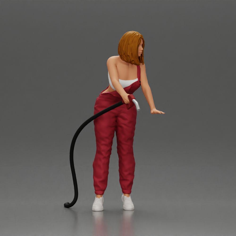 Diorama model building product photo 1: Diorama figure: Mechanic with fuel nozzle in red overalls - standing diorama miniature (Ref No. A136)