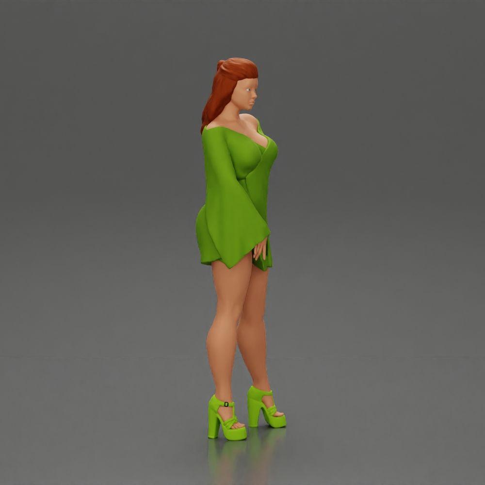 Diorama model building product photo 1: Diorama miniature: Posing woman in kimono dress with platform shoes (Ref No. A86)
