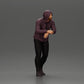 Diorama model building product photo 1: Diorama figure: man with hood, hands on car, slightly leaning forward (Ref No. A115)