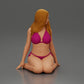 Diorama model building product photo 1: Kneeling miniature figure woman in bikini, sitting on flat base - beach diorama (Ref No. A83)