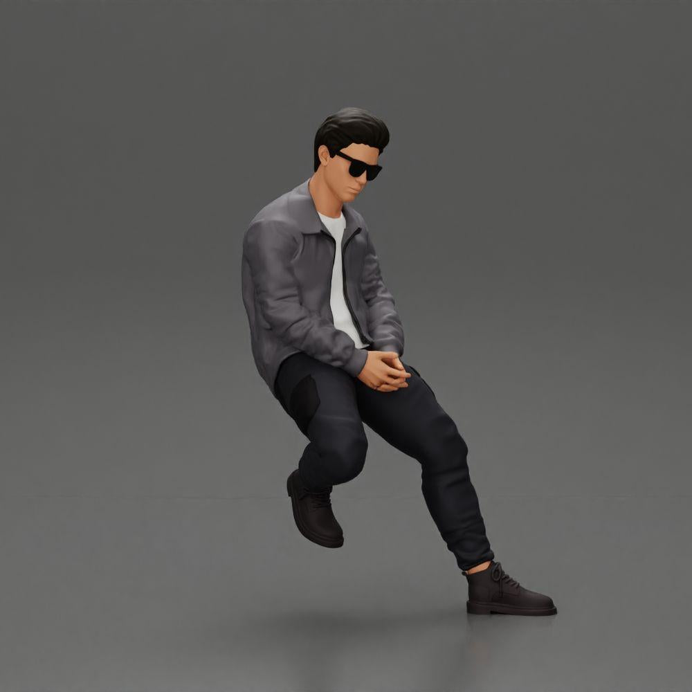 Diorama model building product photo 1: Diorama figure: Sitting man in car, jacket & sunglasses (Ref No. A107)