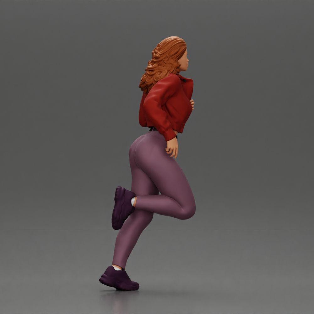 Diorama model building product photo 1: Diorama miniature figure: Running girl with long hair in jacket (Ref No. A96)