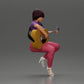 Diorama model building product photo 1: Miniature: Woman with short hair playing acoustic guitar necklace, strappy sandals (Ref No. A128)