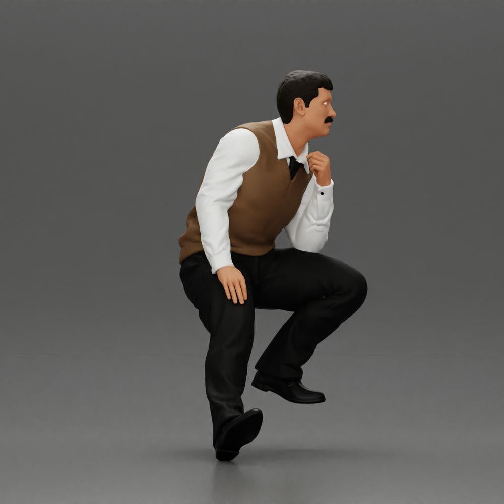 Diorama model building product photo 1: Diorama seated figure: Turkish man with tie and vest, half kneeling (Ref No. A72)