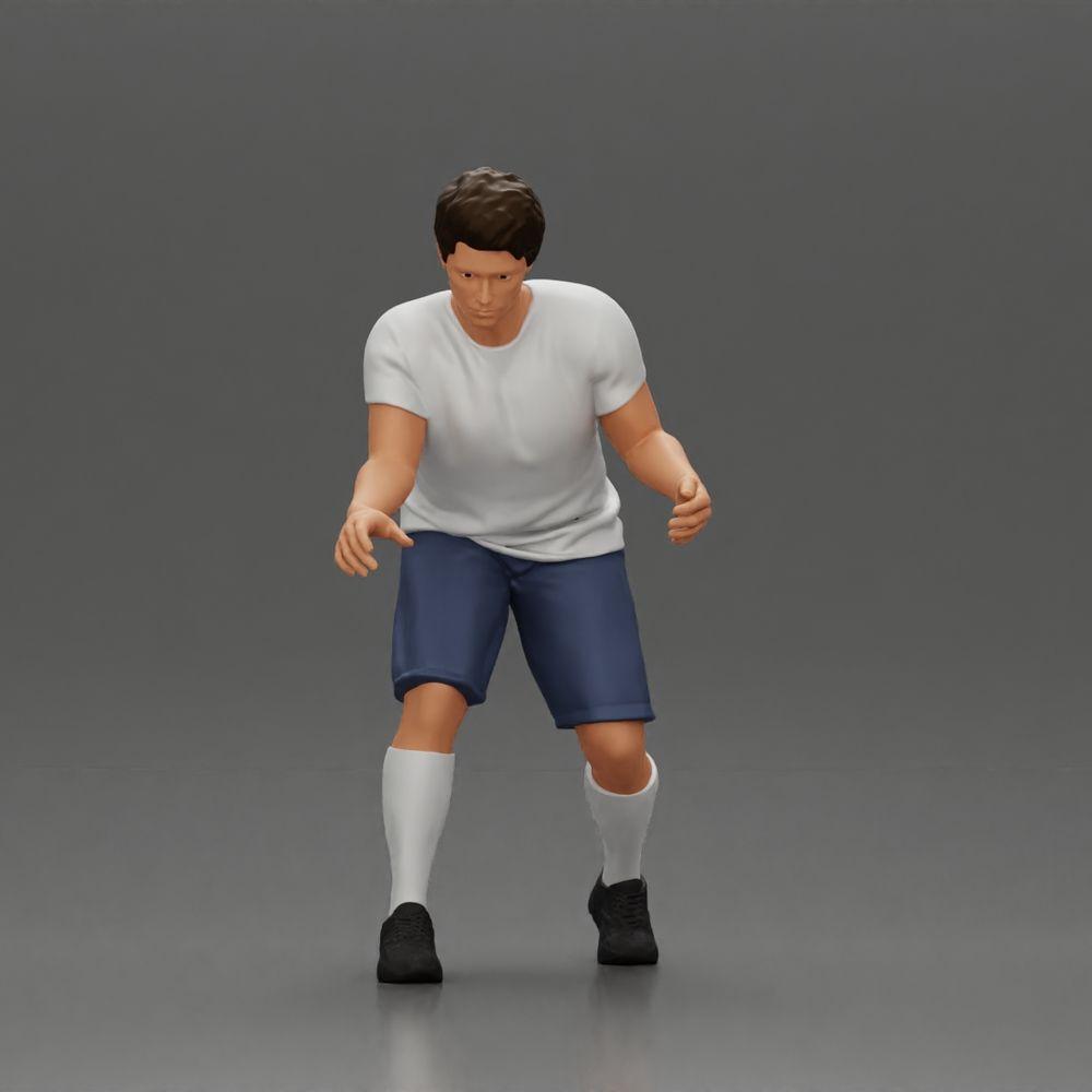 Diorama model building product photo 1: Diorama miniature: Man in shorts playing table football, T-shirt & high socks (Ref No. A71)