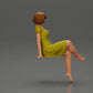 Diorama model building product photo 1: Diorama miniature figure: Sitting woman in a dress, barefoot, short hair in the wind (Ref No. A95)