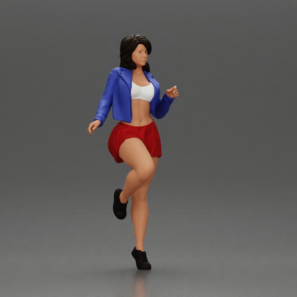 Diorama model building product photo 1: Miniature: Confident woman in short jacket and miniskirt, dynamic pose (Ref No. A139)